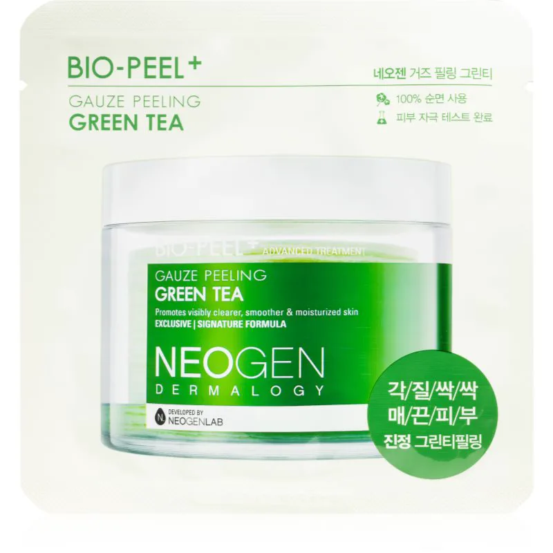 Neogen Dermalogy Bio-Peel+ Gauze Peeling Green Tea απολεπιστικά ταμπόν προσώπου για λαμπρότητα και ενυδάτωση 8 τμχ
