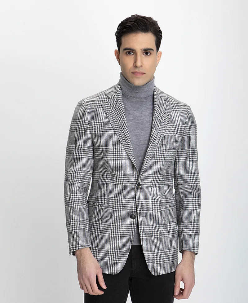 HD x Vardas Σακάκι από Μαλλί και Κασμήρι Modern Fit σε Υπόλευκο