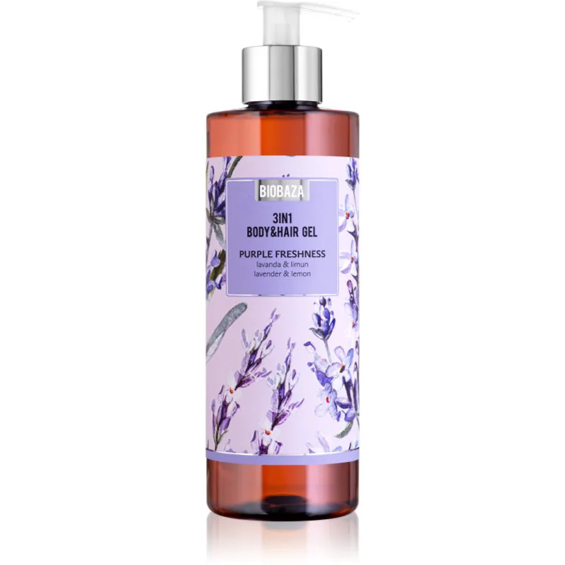 BIOBAZA 3in1 Body&Hair Gel Purple Freshness σαμπουάν, μαλακτικό και τζελ για ντους 3 σε 1 400 ml