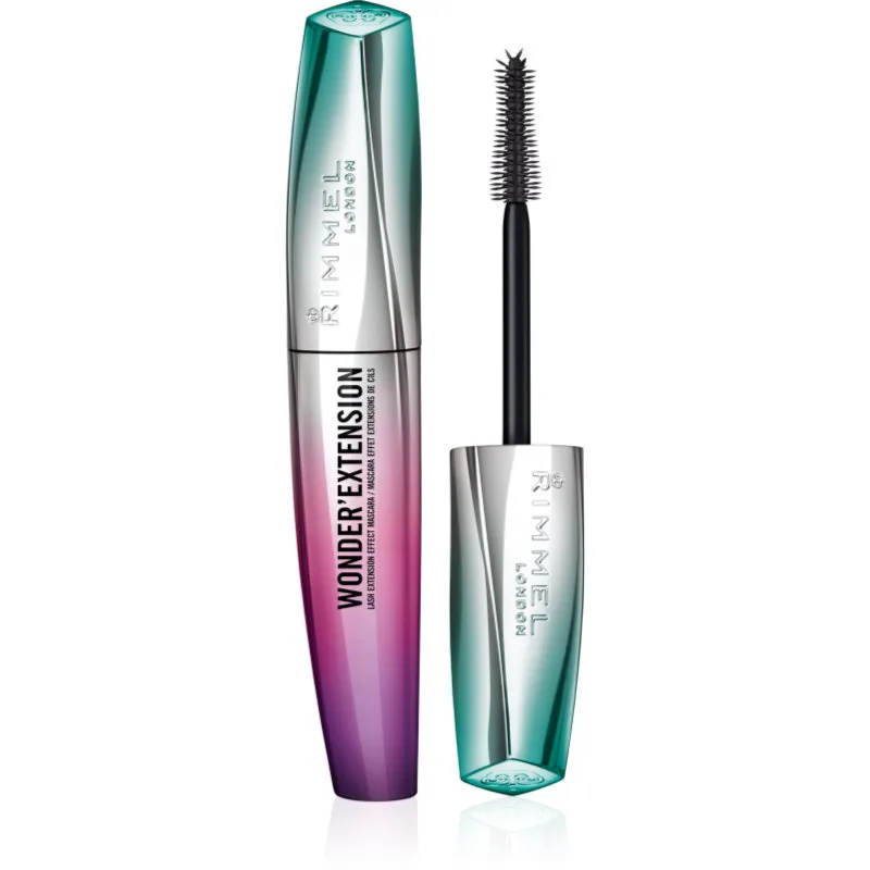 Rimmel Wonder'Extension μάσκαρα για επιμήκυνση και γεμάτες βλεφαρίδες απόχρωση 001 Black 11 ml