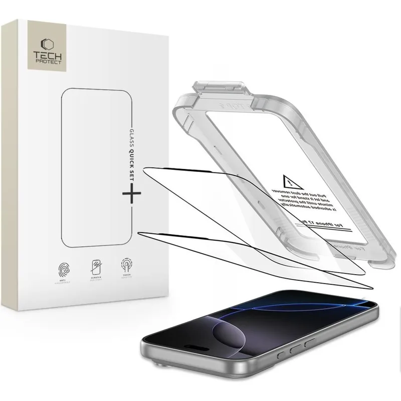 Tempered Glass iPhone 17 Pro Max Tech-Protect Quick Set+ Full Face Αντιχαρακτικό Γυαλί Προστασίας Οθόνης 2 Τεμάχια - Black (5906302319367)