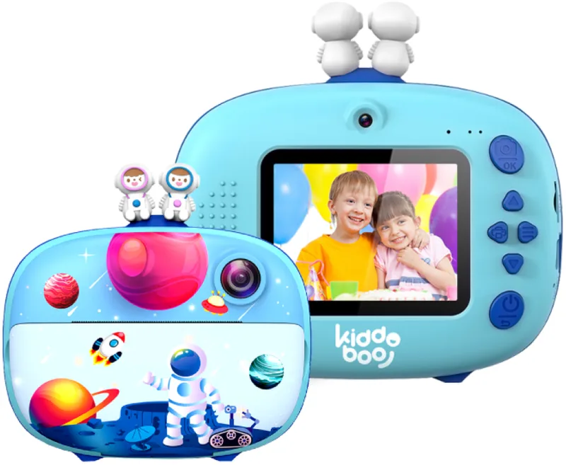Παιδική Φωτογραφική Μηχανή Kiddoboo FotoFun 2 Space με Οθόνη 2.4'' / 3 x Ρολά Εκτύπωσης για Άμεση Θερμική Εκτύπωση / 5 x Μαρκαδόροι / SD Card 32GB / Λουράκι Λαιμού - Blue (KBP83BLU)