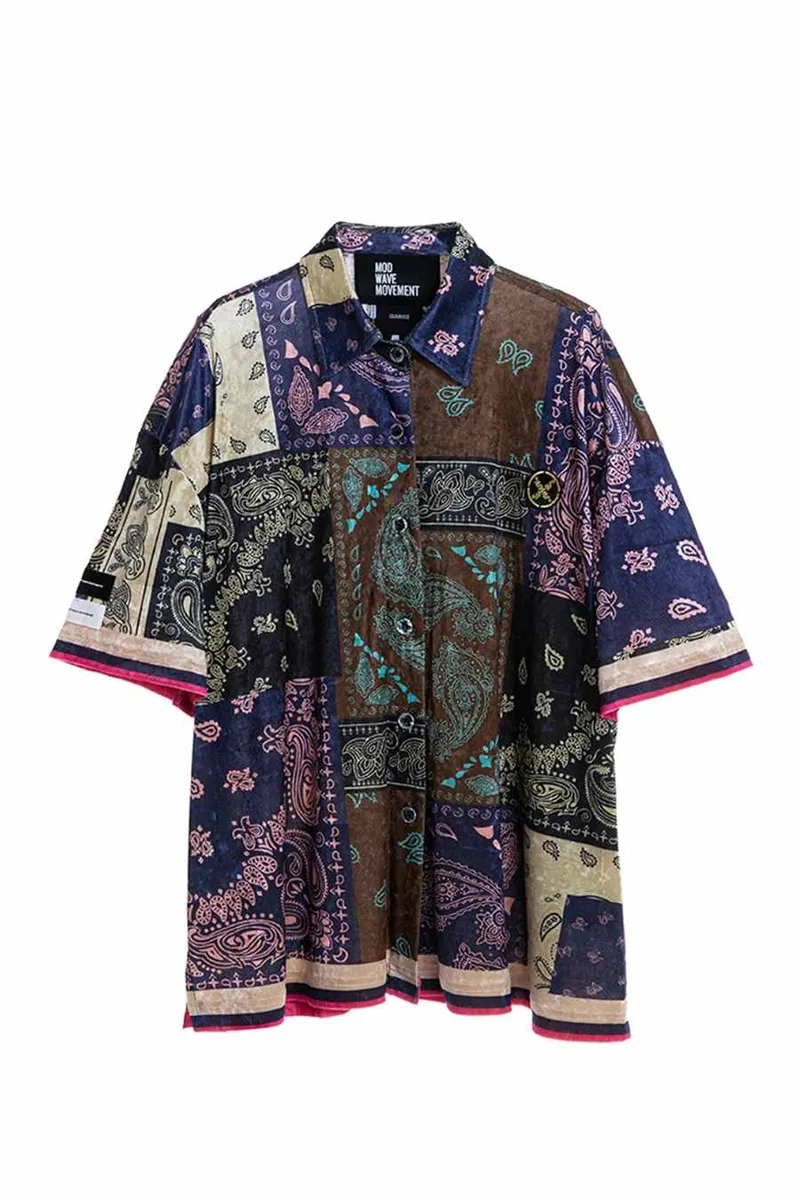 MOD WAVE MOVEMENT Unisex Oversized Πουκάμισο Bandana-MW092080393-BLUE