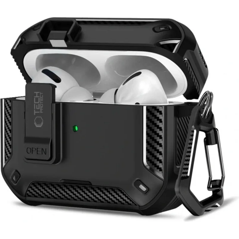 Θήκη AirPods Pro 3rd Gen Tech-Protect Carbonox Σκληρή με MagSafe & Ενσωματωμένη Βάση για Smartphones - Black (5906302333172)