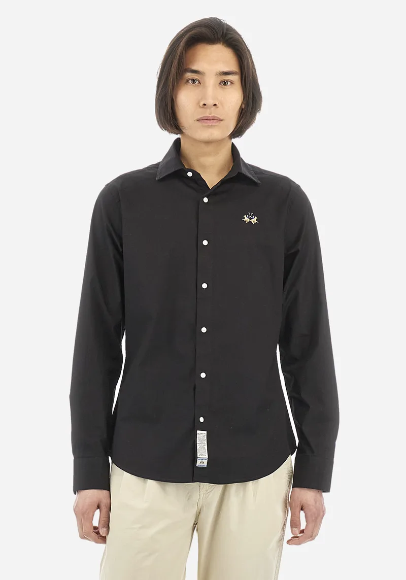 La Martina Πουκάμισο της σειράς Man Poplin - YMC002 PP483 0999 Black
