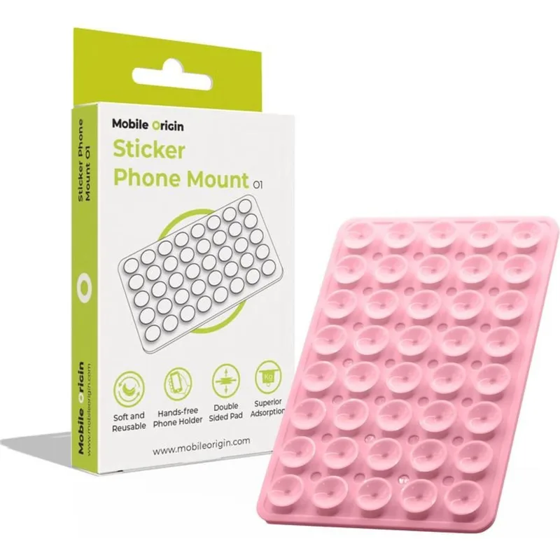 Βάση Στήριξης Mobile Origin Sticker Phone Mount O1 για Κινητά / Smartphones με Βεντούζα από Σιλικόνη - Ροζ (MO-SPM-PNK)
