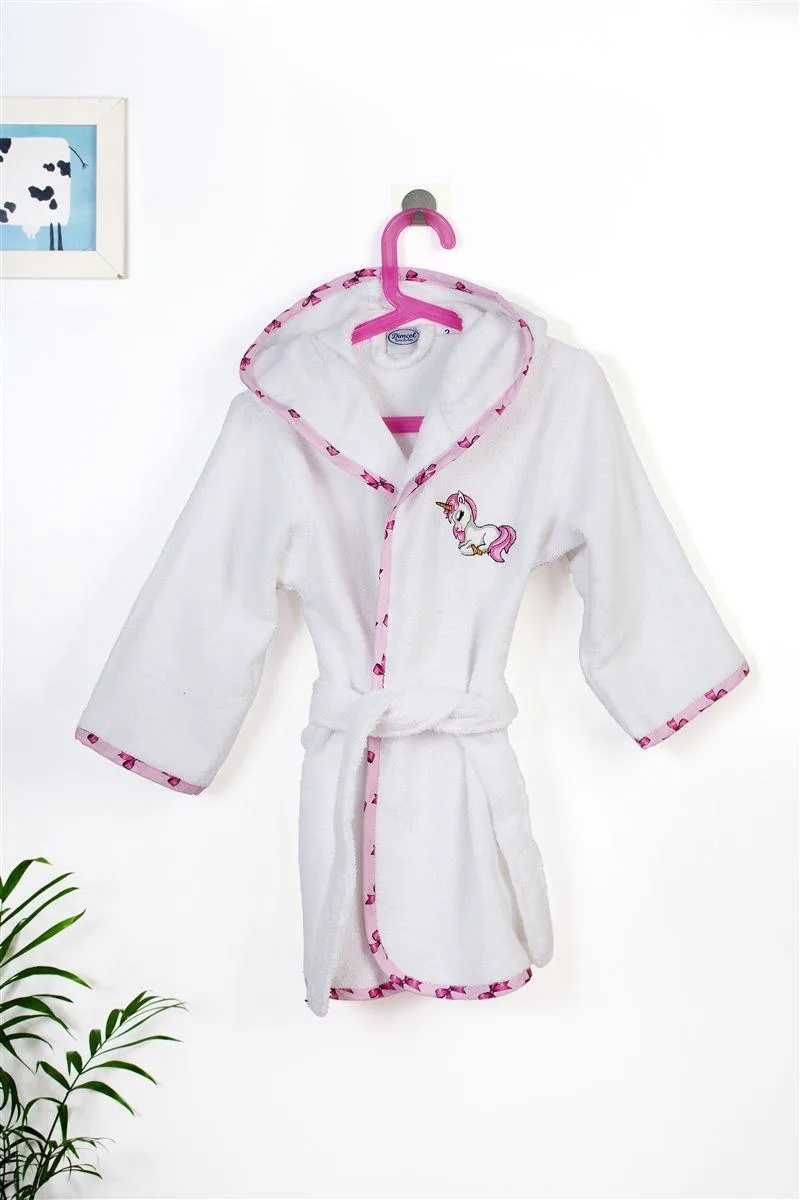 Μπουρνούζι Με Κέντημα Dimcol Unicorn 188 Size: 04 White-Ροζ