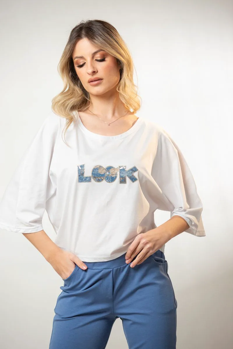 ΜΠΛΟΥΖΑ ΜΕ ΤΥΠΩΜΑ ΣΤΡΑΣ LOOK Ροζ