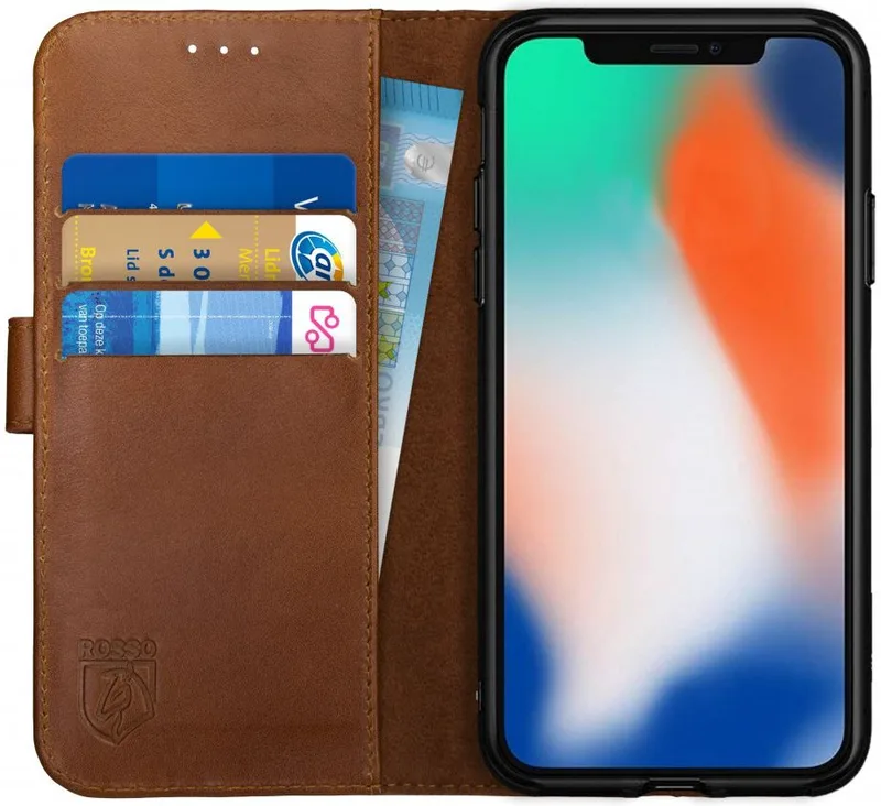 Κόκκινο Deluxe Δερμάτινη Θήκη Πορτοφόλι Apple iPhone X / XS - Brown (8719246113062)
