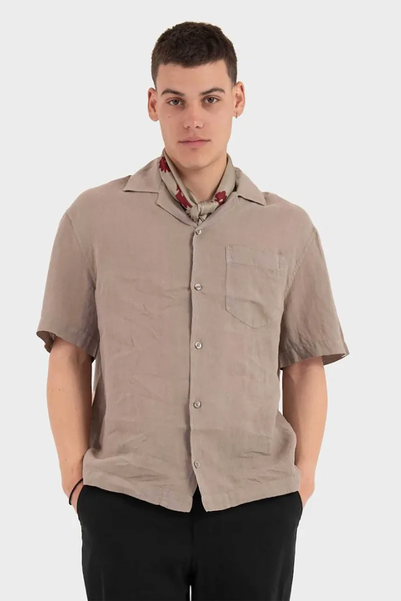 Hugo Boss ανδρικό πουκάμισο μονόχρωμο Oversized Fit "Exolino" - 50561715 Γκρι