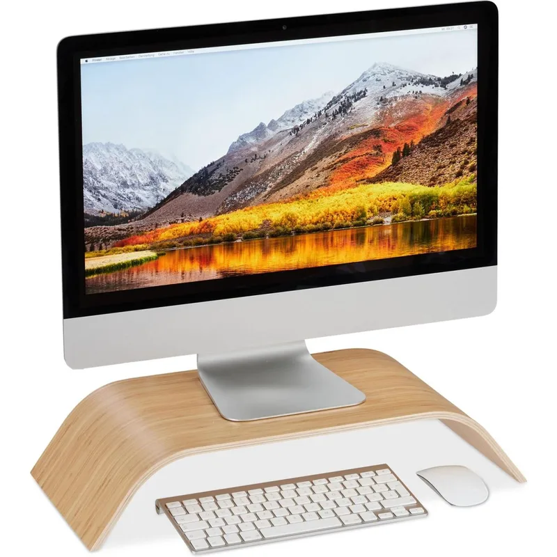 Βάση Οθόνης Υπολογιστή Relaxdays Curved Display Stand Επιτραπέζια από Μπαμπού 10 x 52.5 x 24 cm - Natural Bamboo (10026132)