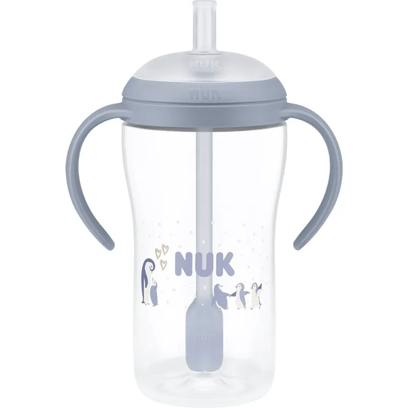 NUK Perfect Match Penguin μπουκάλι με καλαμάκι 8m+ 260 ml
