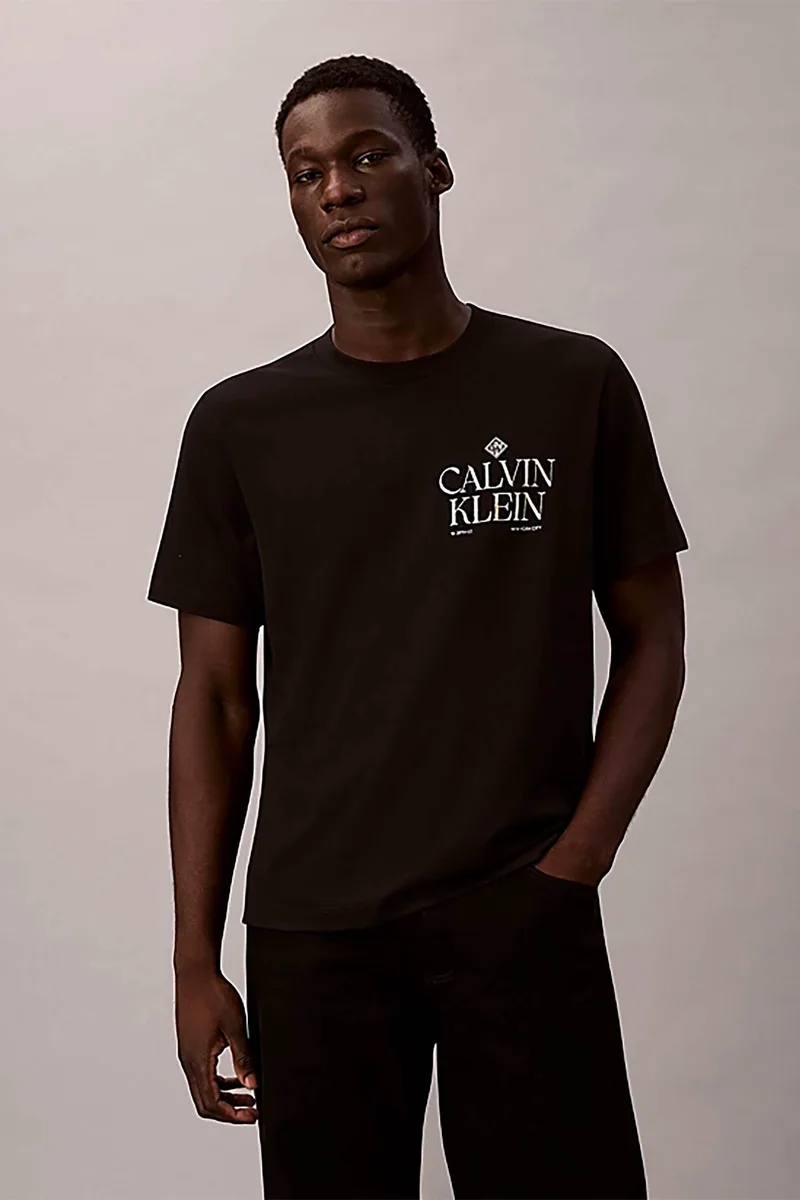 Calvin Klein Jeans ανδρικό T-shirt μονόχρωμο με λογότυπο Relaxed Fit - LV14RE801G Μαύρο
