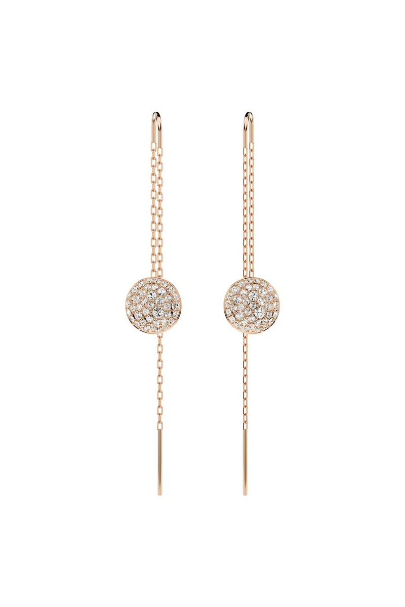 Swarovski γυναικεία σκουλαρίκια-σταγόνα λευκά, επιμετάλλωση σε ροζ χρυσαφί τόνο "Sublima" - 5689427