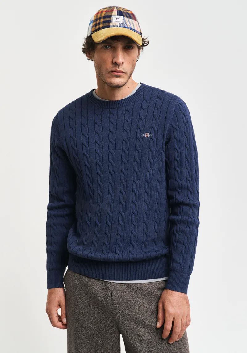 GANT Sweater Cable - 8050601 902 Dark Jeansblue Melange