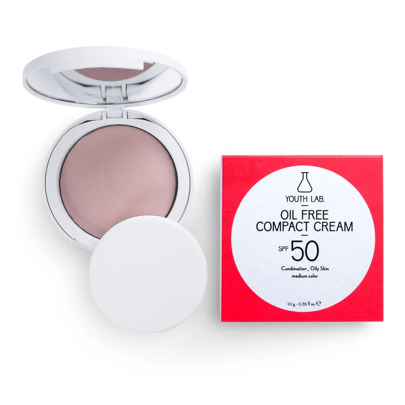 Youth Lab Oil Free Compact Medium Color Cream Spf50 Αντηλιακή Κρέμα Υψηλής Προστασίας & Ματ Αποτέλασμα 10gr