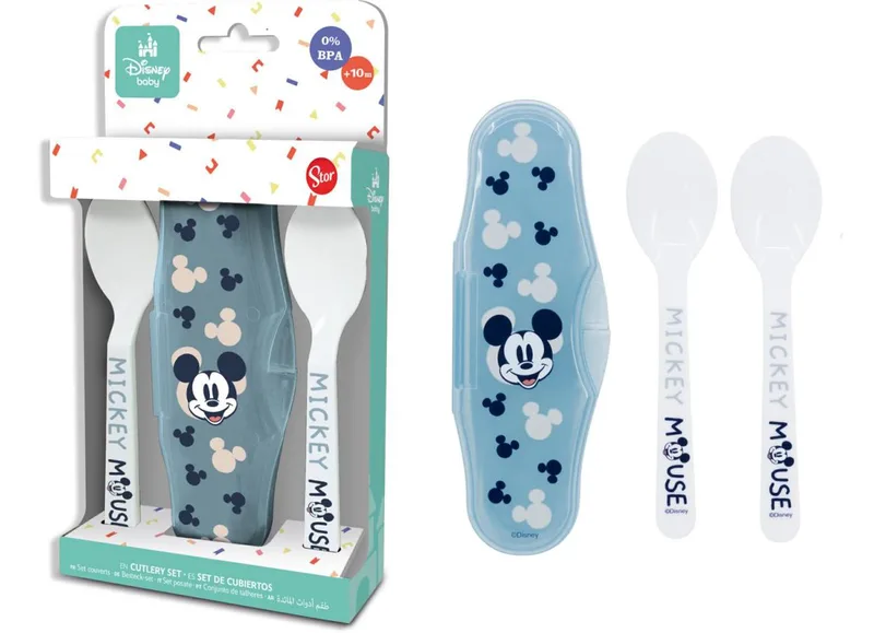 Κουταλάκια Φαγητού Με Θήκη Mickey Mouse 2Τμχ