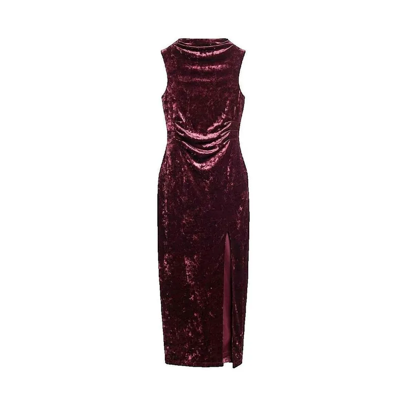 Μακριά Φορέματα Superdry Robe longue en velours rouge sans manches