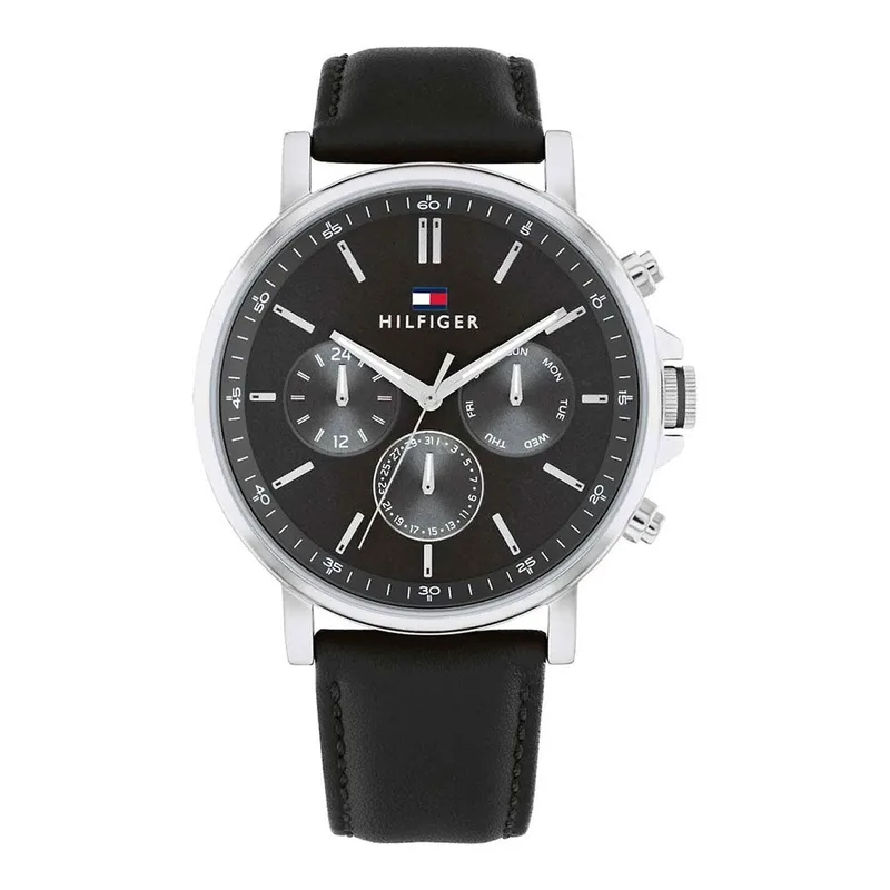 TOMMY HILFIGER Tyson Black Leather Strap 1710586