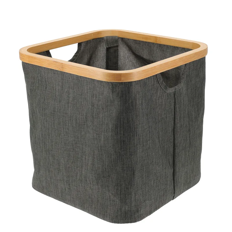 Καλάθι Αποθήκευσης Polyester Με Bamboo 30,5x30,5x30εκ. Deep Grey MRShome 0071000 (Ύφασμα: Polyester, Υλικό: Bamboo, Χρώμα: Γκρι) - MRS HOME - sl-DF-0071000