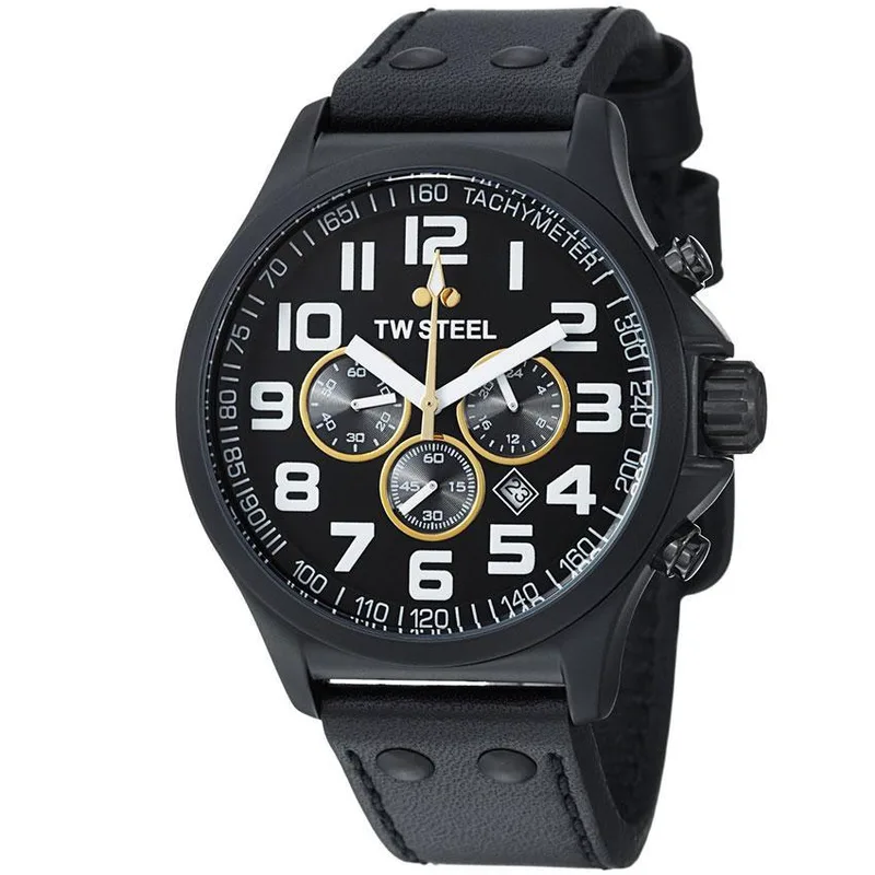 TW STEEL Pilot - TW677 Black case, with Black Leather Strap