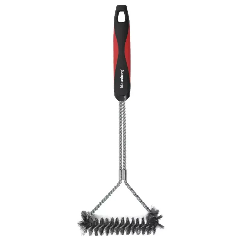 Βούρτσα καθαρισμού μπάρμπεκιου Klausberg KB 7898, 41,5 cm, τρύπα για κρέμασμα, Ανοξείδωτο, Μαύρο/κόκκινο