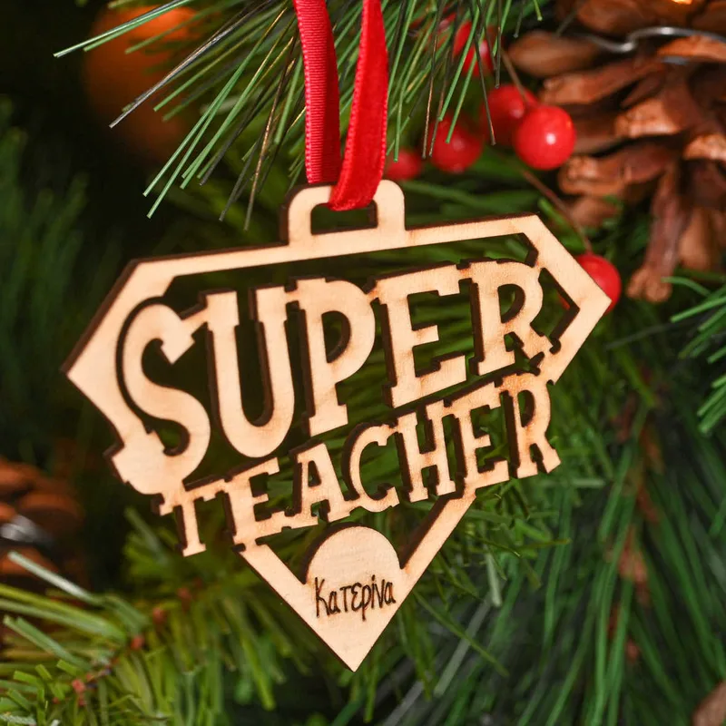 Super Teacher - Ξύλινο Στολίδι