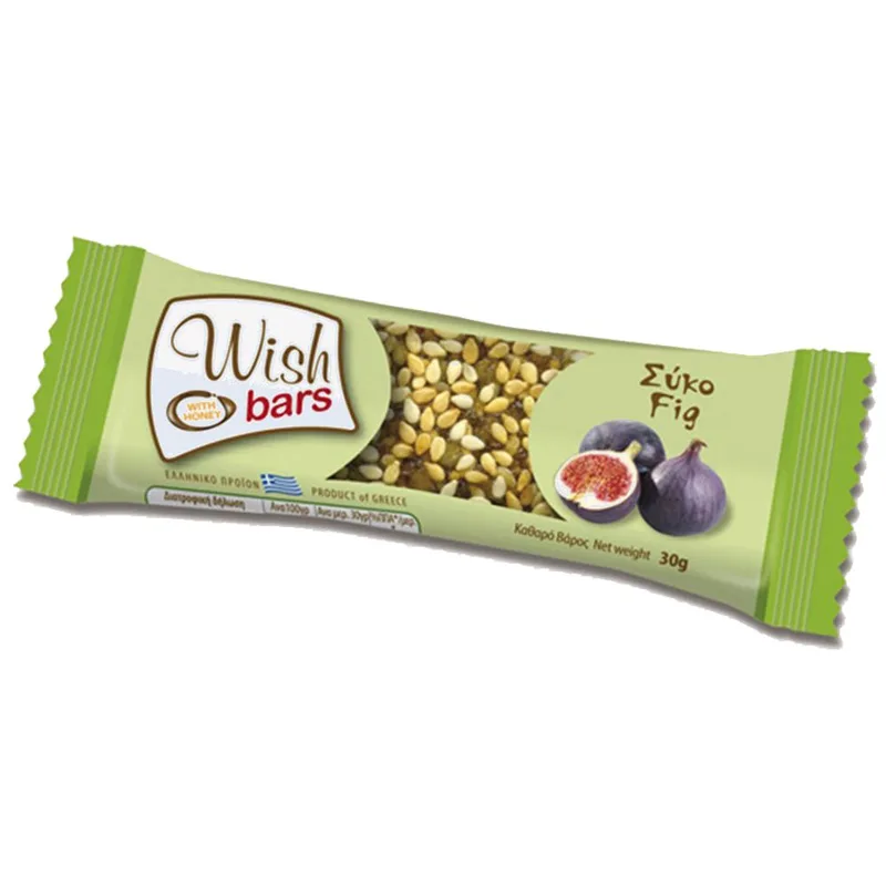Wish Bars Nuts & Fig Μπάρα Υγιεινής Διατροφής Χωρίς Ζάχαρη με Ξηρούς Καρπούς & Σύκο 30g