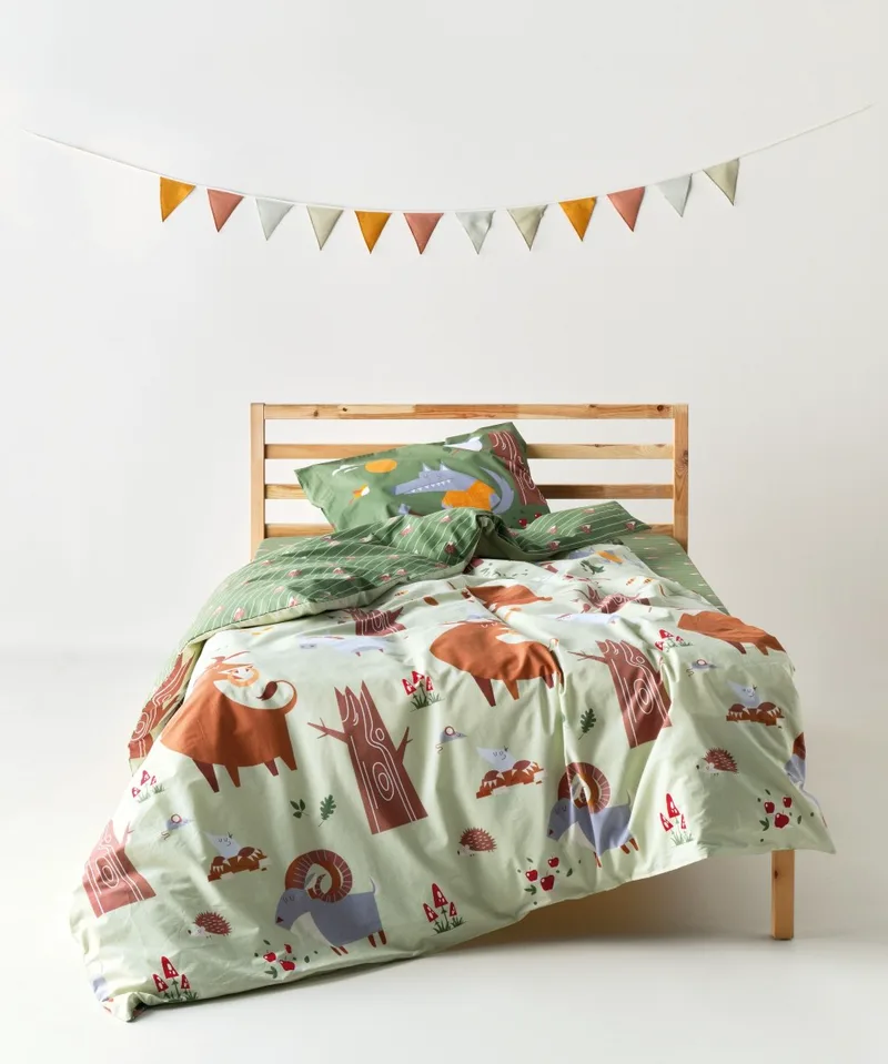 Σετ Παιδικά Σεντόνια Μονά 3 Τεμαχίων Kentia Fang Mint-Green-Brown 160x270