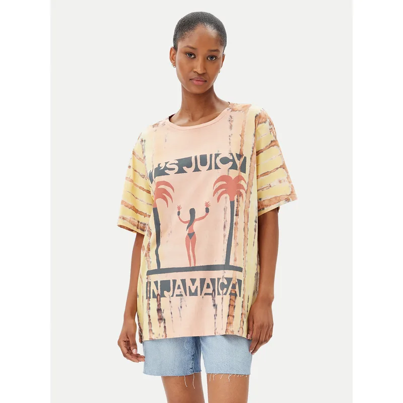 One Teaspoon T-Shirt Its Juicy In Jamaica 26940 Πορτοκαλί Relaxed Fit