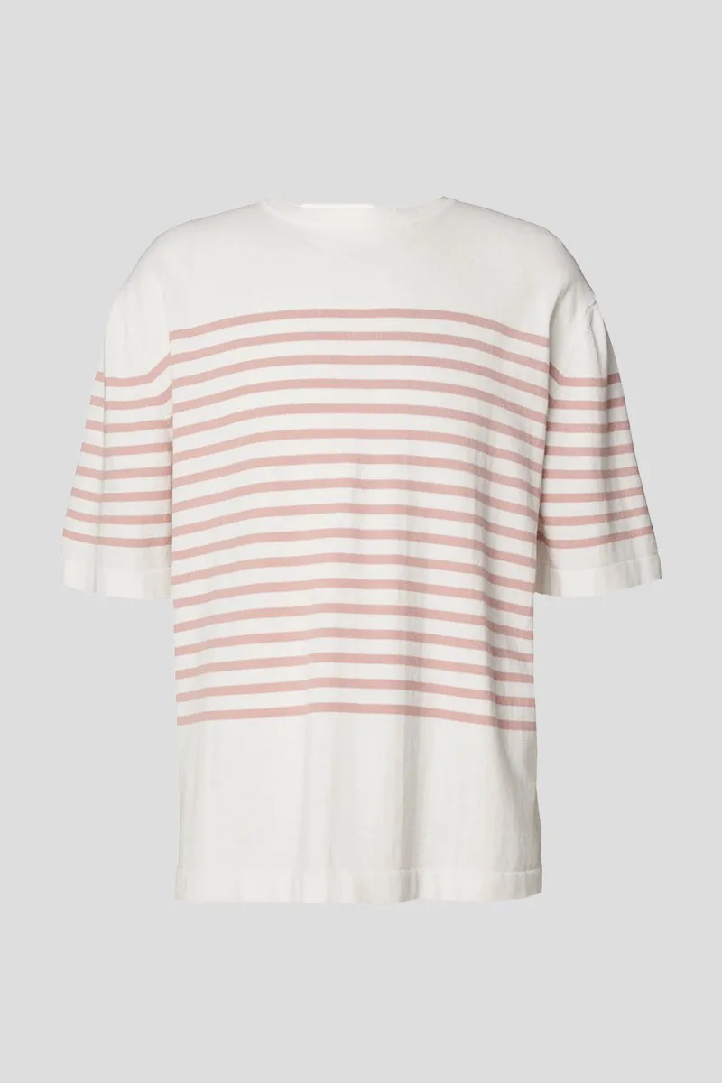 LARDINI Ανδρικό Πολύχρωμο Stripped T-Shirt In Ροζ