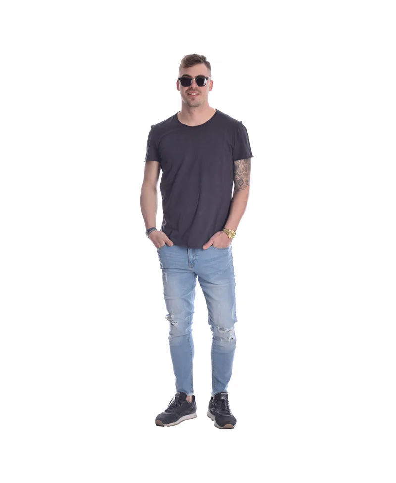 Μπλέ skinny jean με ξέφτια