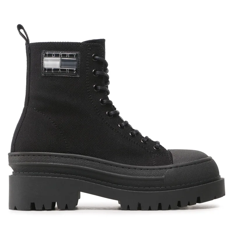 Μποτίνια Tommy Jeans Tjw Foxing Canvas EN0EN02216 Μαύρο