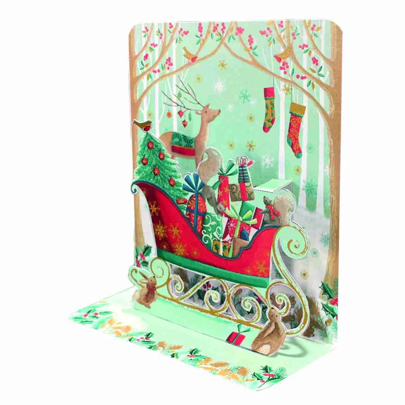 Pictura Xmas 3D Αναδυόμενη Κάρτα Έλκυθρο με Δώρα