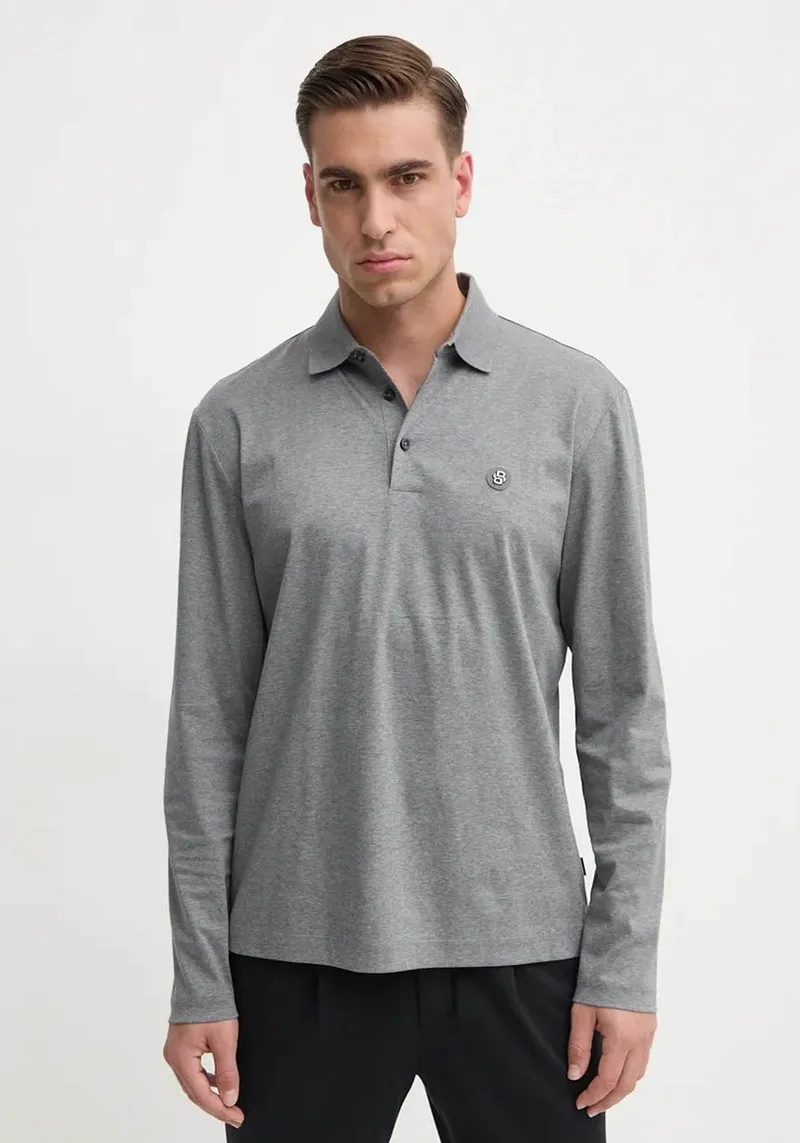 BOSS Μακρυμάνικη Polo της σειράς C Paley - 50523917 030 Medium Grey