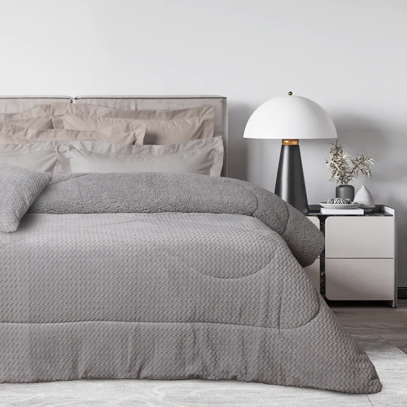 Das home κουβερτοπαπλωμα sherpa υπερδιπλο 1368 grey 220χ240