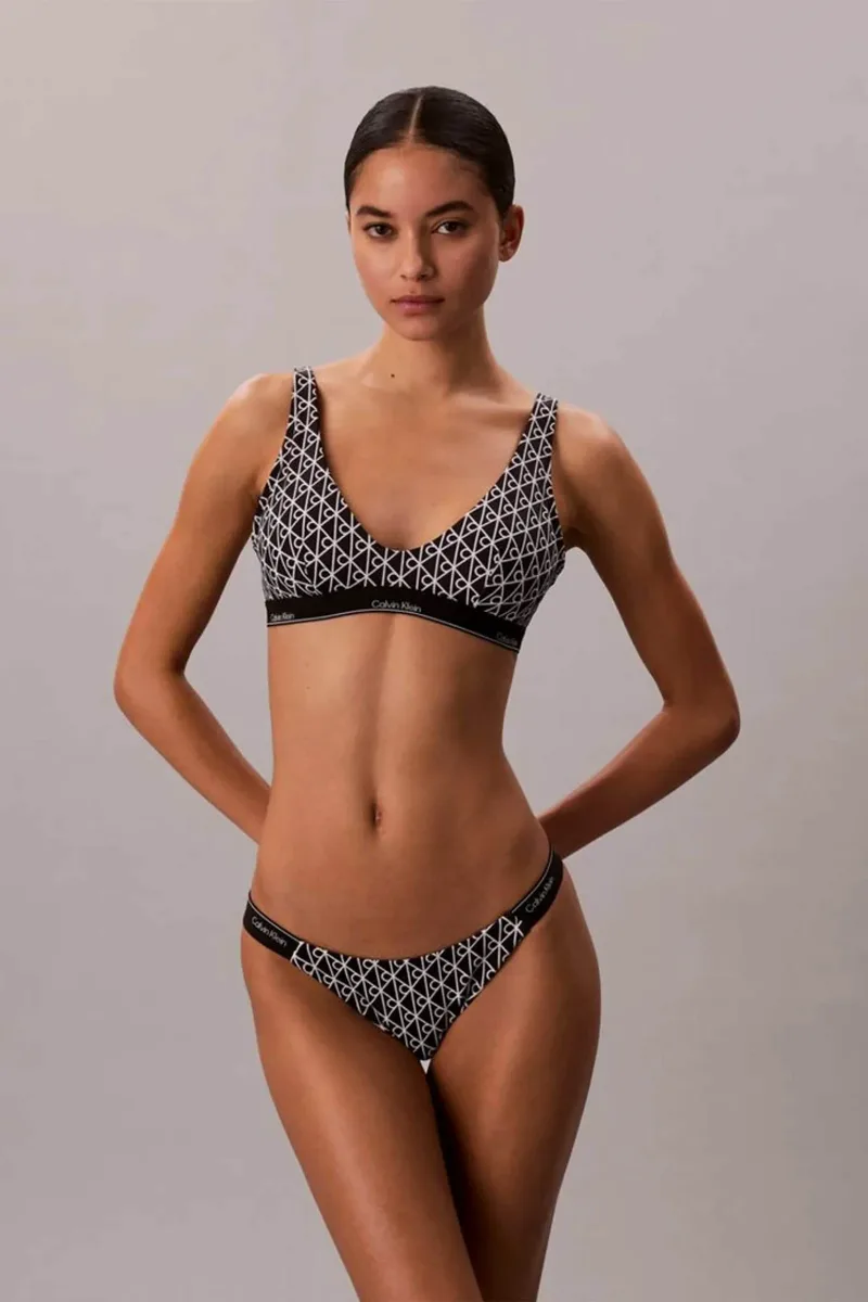 Calvin Klein γυναικείο μαγιό μπικίνι σλιπ με λογότυπο - LV00Q61206 Ασπρόμαυρο