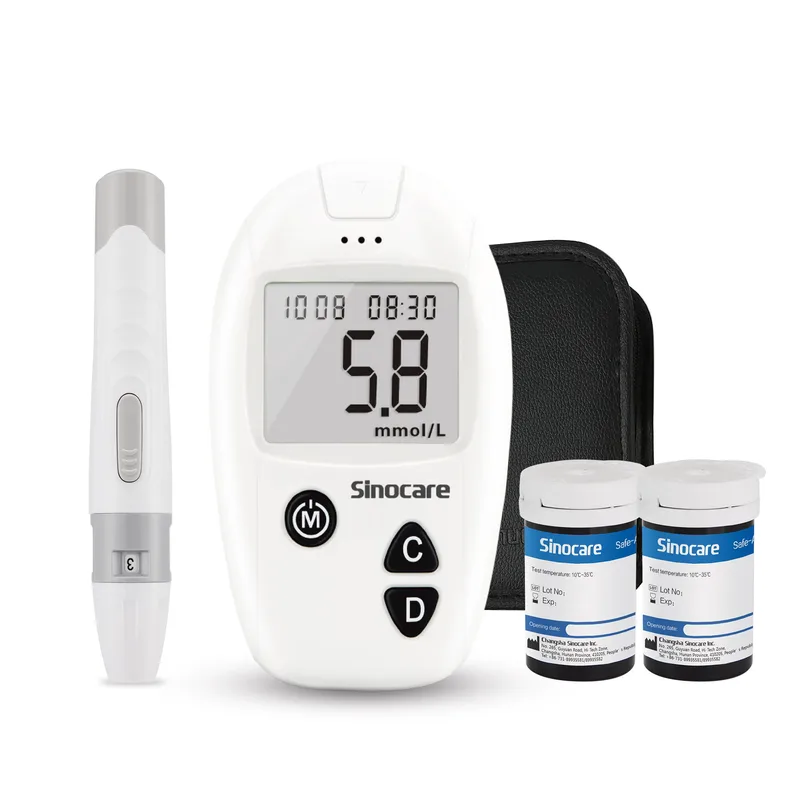 Sinocare Safe Accu Blood Glucose Monitor with Large Memory Capacity, High-cost Performance | 1pc meter+50pcs×(strips+lancets) | mmol/l