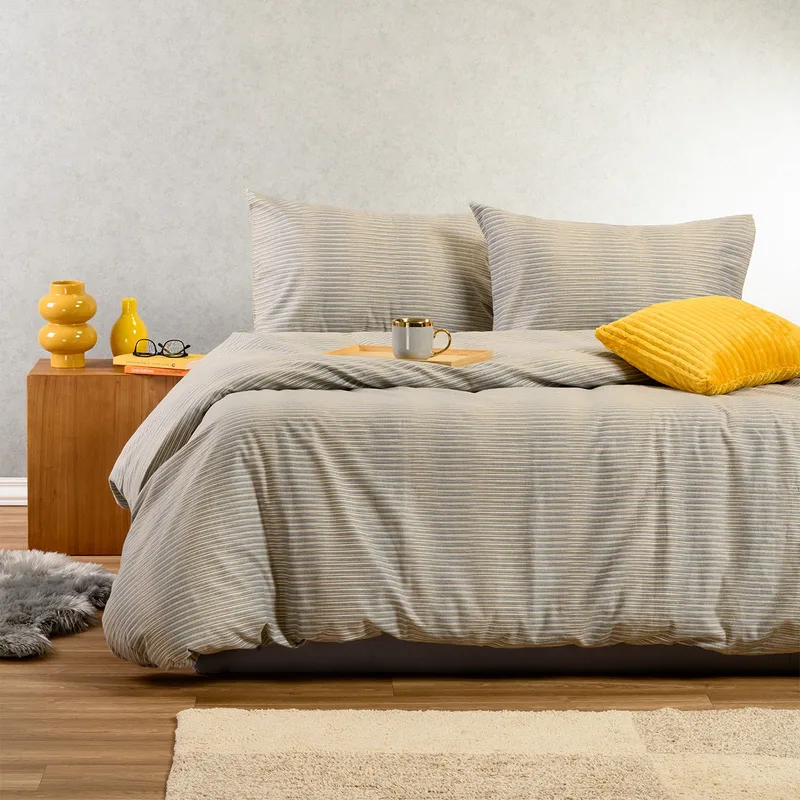 Σετ σεντονια φανελενια υπερδιπλα (λ) trinity grey (160χ200+30)
