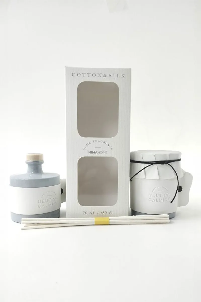 Αρωματικο Χωρου Με Στικ Και Κερι Cotton & Silk Σετ Των 2 Nima Μονόχρωμο
