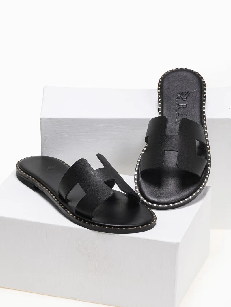 IRIS Leather Cut-out Sandals - 8/9PR/777B & 8/9-1196 - Black