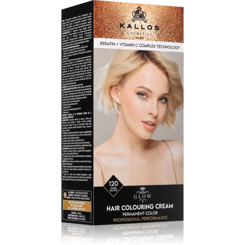 Kallos Glow Lasting Cream Colour μόνιμη βαφή μαλλιών απόχρωση Shine Blond 60 ml