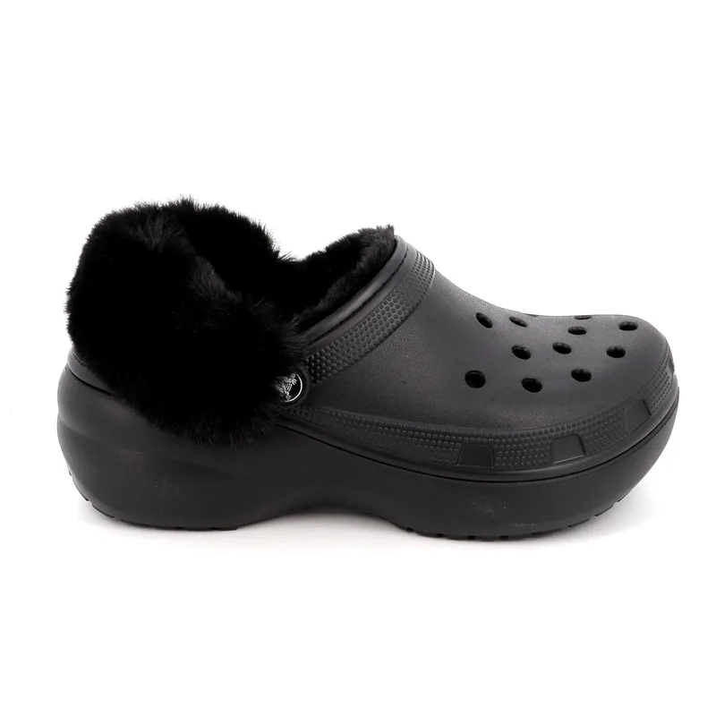 Γυναικείο Σαμπό Crocs Classic Platform Fuzz Lined Cg Χρώματος Μαύρο 212854-001