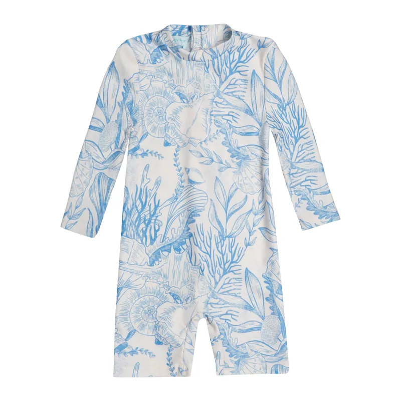 GIRL'S ONE PIECE BODYSUIT LONG SLEEVE THALASSA BLUE