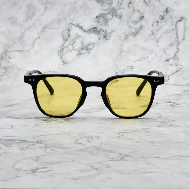 ROGER Tinted Sunglasses | Black | Yellow Shades | Explicit Poets Sunglasses