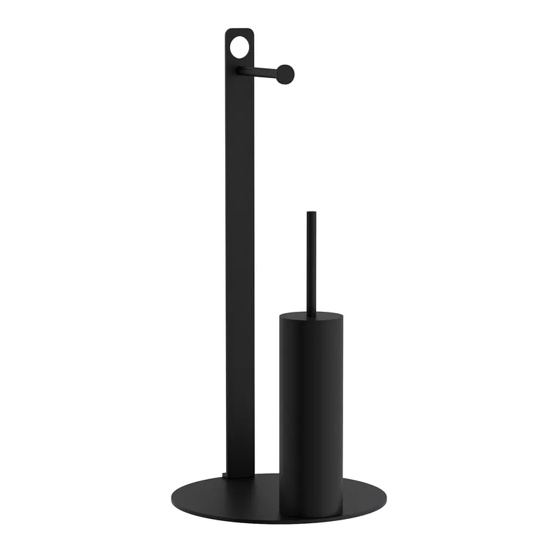 Πιγκάλ Με Χαρτοθήκη Ανοξείδωτο Matt Black Pam & Co Φ28x60εκ. 4-400-403 (Υλικό: Ανοξείδωτο, Χρώμα: Μαύρο) - Pam & Co - 4-400-403