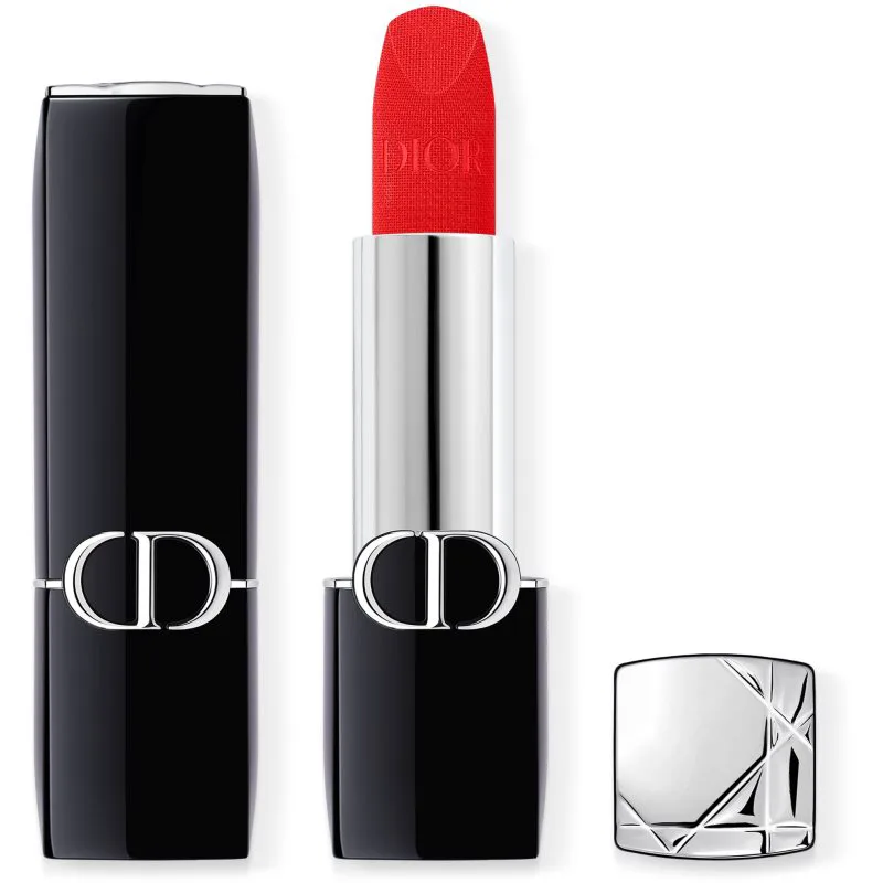 DIOR Rouge Dior μακράς διαρκείας κραγιόν επαναπληρώσιμο απόχρωση 888 Strong Red Velvet 3.5 γρ