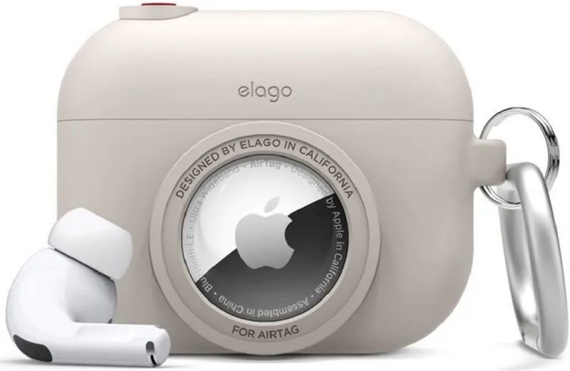 Elago Snap Shot Case - Θήκη Σιλικόνης για AirPods Pro 1st Gen και AirTag 2 / 1 - Stone (EAPPAT1-ST)