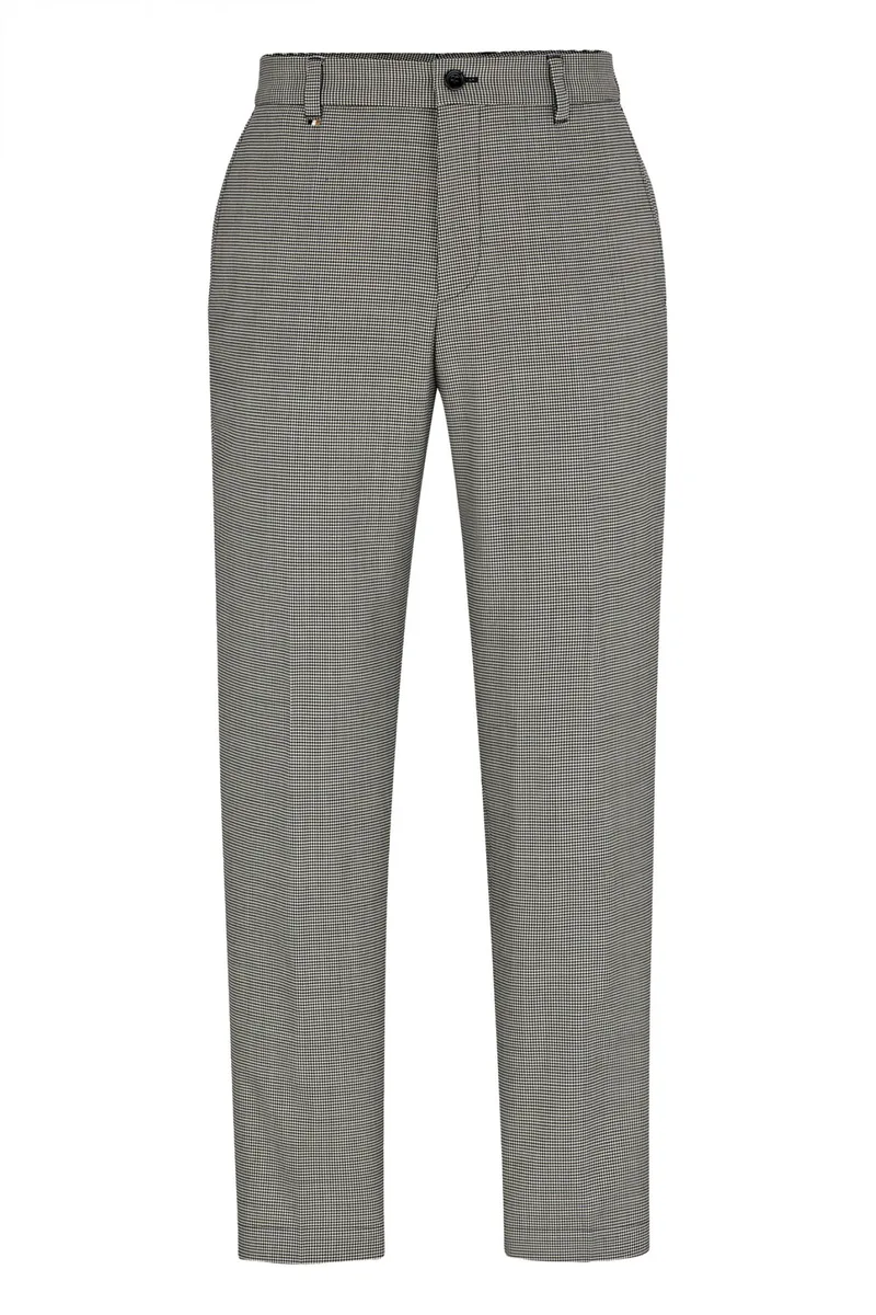BOSS ΠΑΝΤΕΛΟΝΙ CHINO ΜΙΚΡΟΣΧΕΔΙΟ RELAXED FIT C-PERIN-242 ΜΑΥΡΟ-ΛΕΥΚΟ