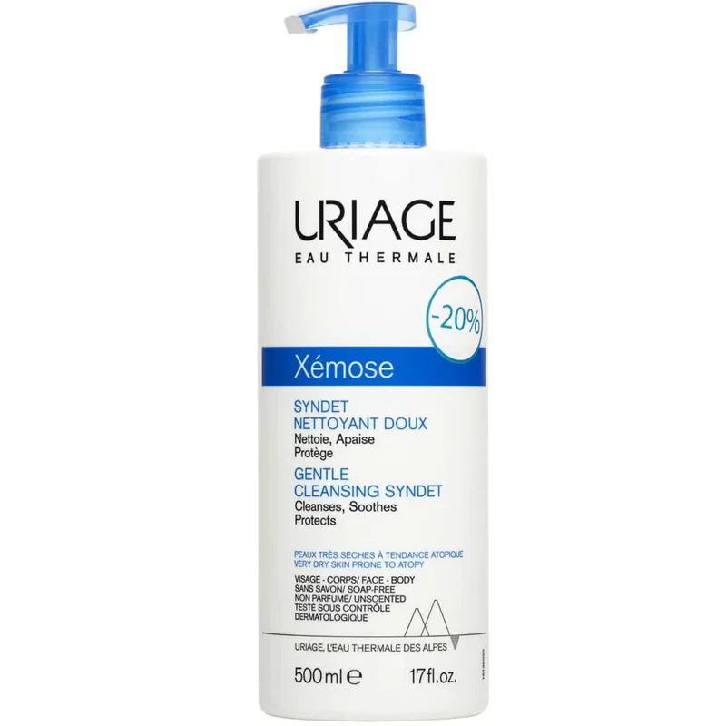 Uriage Promo Xemose Gentle Cleansing Syndet Ήπια Κρέμα Gel Καθαρισμού για Πολύ Ξηρές Επιδερμίδες με Τάση Ατοπίας με Αντλία 500ml